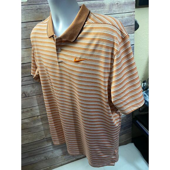 Nike Golf Polo Shirt Men's Large White Orange Striped Short Sleeve - Picture 11 of 11